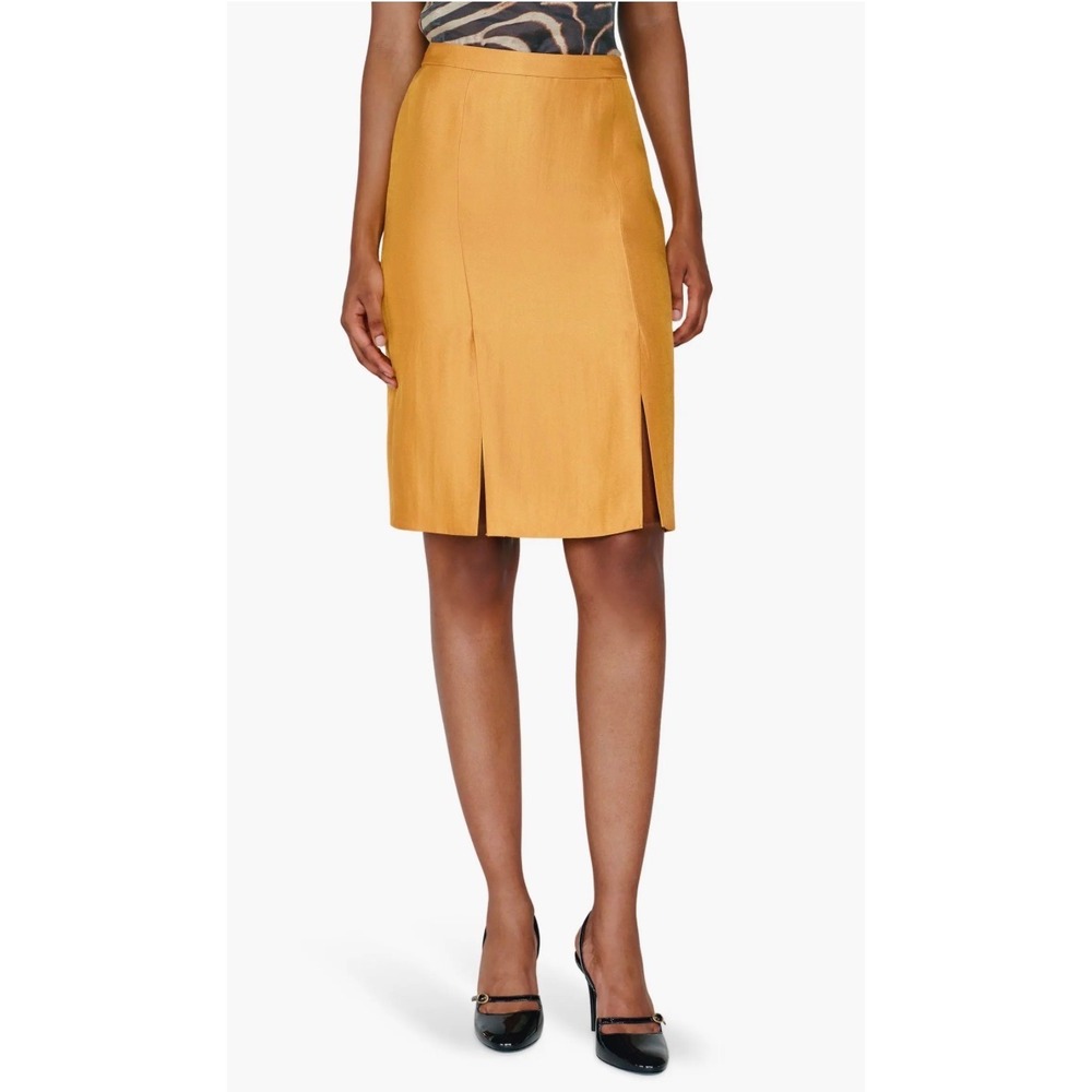 Reformation Camille Rowe Victoria Skirt Saffron Yellow Slit Pencil Size 2 NWT
